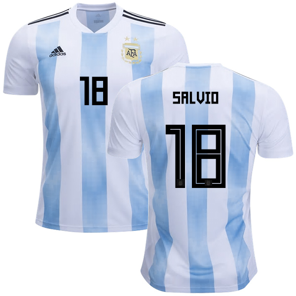 Argentina #18 Salvio Home Kid Soccer Country Jersey